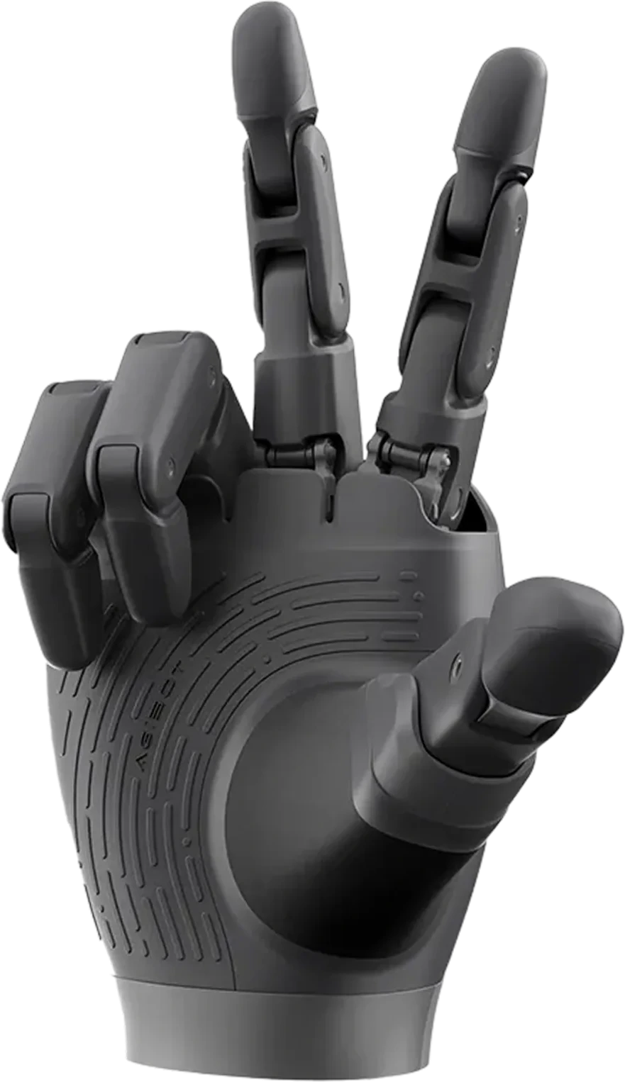 La OmniHand Pro 2025 haciendo un gesto con dos dedos